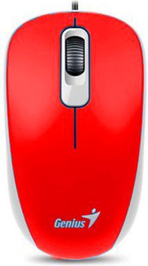 Maus Genius DX-110, me kabllo, USB, i zi dhe i kuq