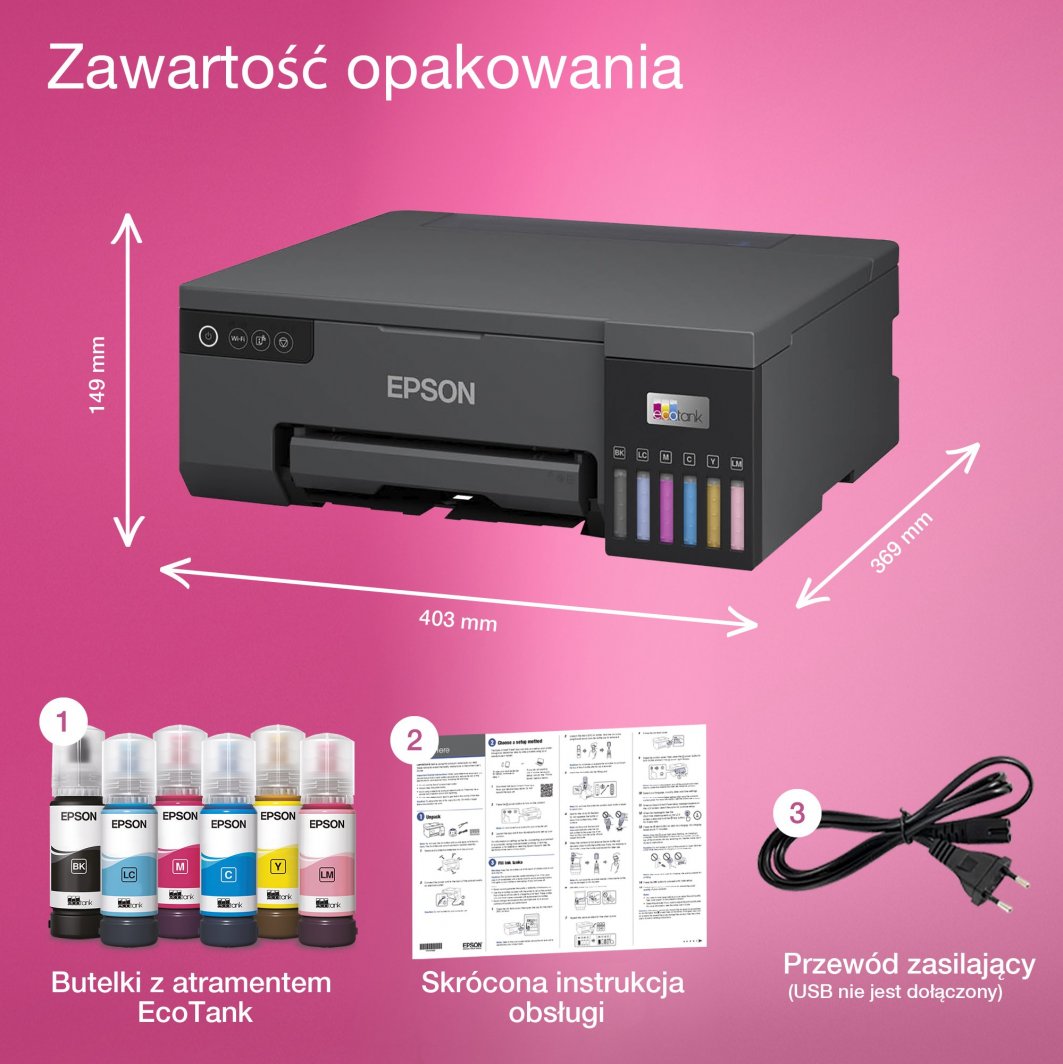 Printer për foto Epson EcoTank L8050 5760 x 1440 DPI 8" x 12" 20x30 cm Wi-Fi, i zi