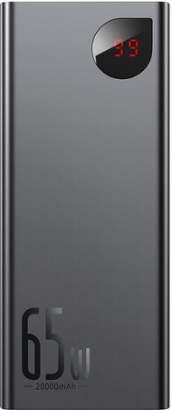 Powerbank me ekran dixhital Baseus Adaman Metal QC + PD, 20000mAh, 65W, i zi + kabllo USB-A/USB-C, 30cm, e zezë Powerbank me ekran dixhital Baseus Adaman Metal QC + PD, 20000mAh, 65W, i zi + kabllo USB-A/USB-C, 30cm, e zezë