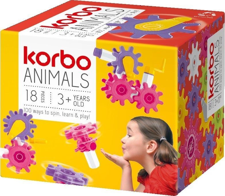 Blloqe ndërtuese për fëmijë Korbo Animals, 18 elemente