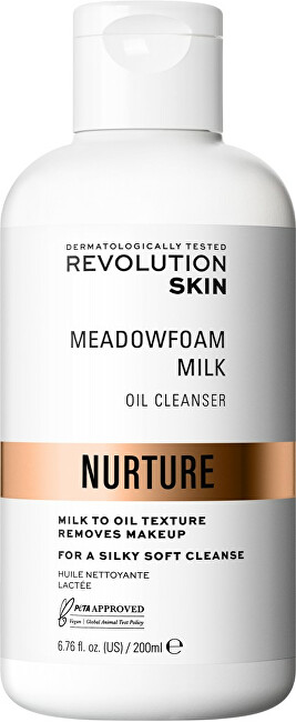 Qumësht pastrues për make-up Revolution Skincare Nurture Meadowfoam Milk, 200 ml