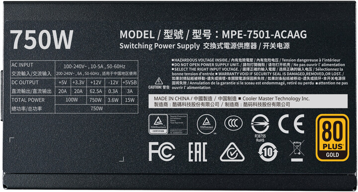 Burim energjie Cooler Master MWE Gold V2 MPE-7501-AFAAG-EU , 750W