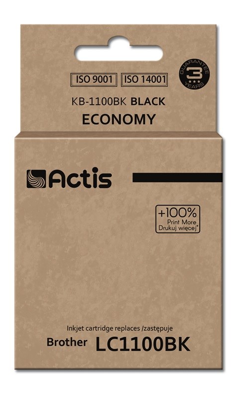 Ngjyrë për printer Actis KB-1100Bk (zëvendësim për Brother LC1100BK/980BK), 28 ml, e zezë