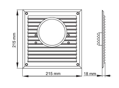 Grilë për filter 215 x 215 mm fi100mm, e bardhë (117)