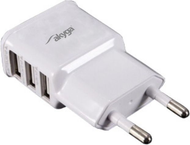 Karikues Akyga AK-CH-05, 3 x USB-A 3.1 A, i bardhë 