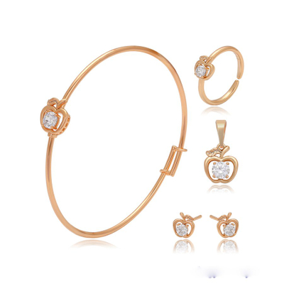 Set vathë/unazë/byzylyk/varëse për fëmijë, Xuping, me gurë të bardhë, të praruar në ar 18k SF1