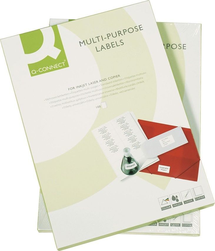 Etiketa universale Q-Connect, 105 x 74 mm, drejtkëndëshe, 100 fletë, të bardha