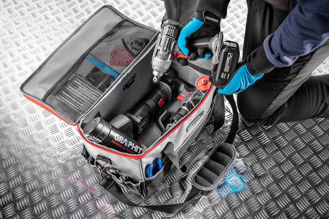 Çantë për vegla elektrike GRAPHITE Energy+, e hirtë / zezë (58G021)