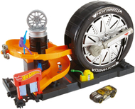 Lodër pistë gare Hot Wheels City Launcher Awesome Tire Workshop, 0.5m, e zezë