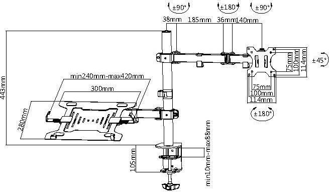 Mbajtëse për monitor Equip, 13 "- 27" 