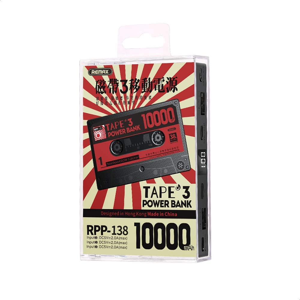 Power Bank Remax RPP-138, 10000 mAh, me 2 porta për USB, e zezë