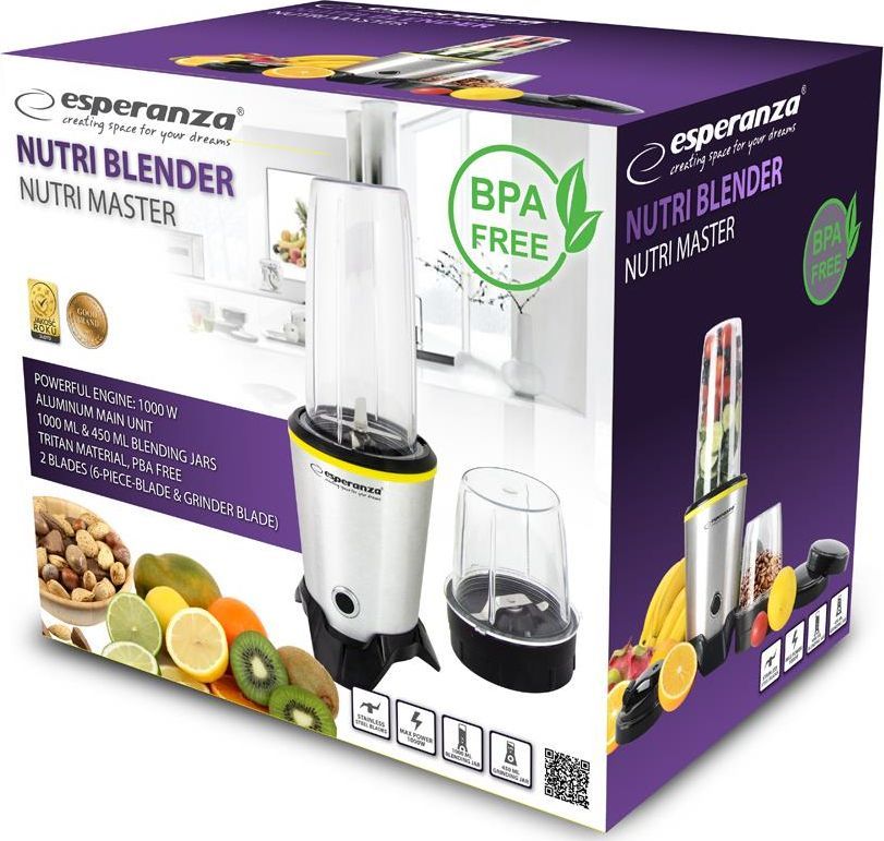 Blender Esperanza Nutri Master EKM028, 1000W, i argjendtë/i zi