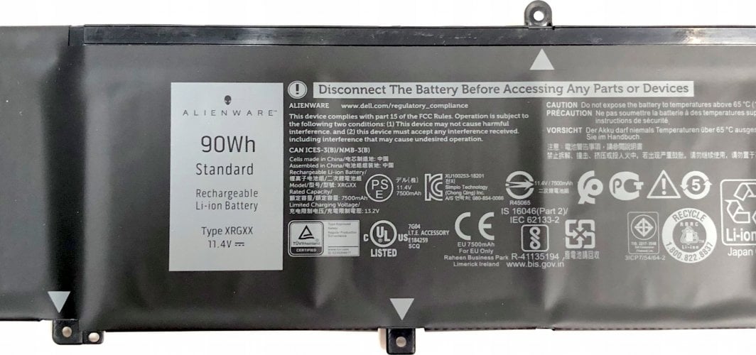 Bateri për laptop Dell 4C, 60WHr, Li-Ion, e zezë