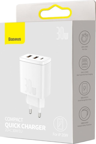 Karikues Baseus CCXJ-E02 2x USB-A 1x USB-C 3 A, i bardhë