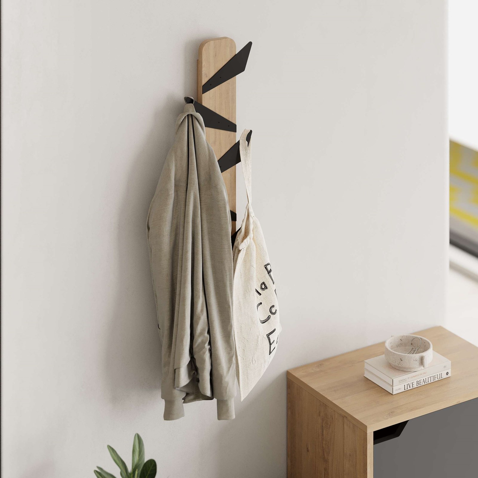 Varëse rrobash Decortie Alesta 110x20cm, kafe e hapur,zezë