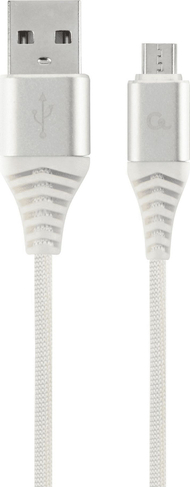 Kabllo Gembird CABLEXPERT, USB-A në Micro USB, M / M, PREMIUM QUALITY, e thurur, 1m, e bardhë / argjendtë