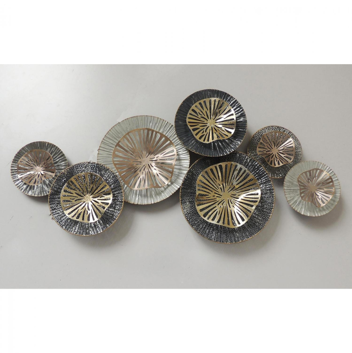 Dekor mur metalik 98.5×7×46 cm,"HM7158", gri/ bardhë/ ari