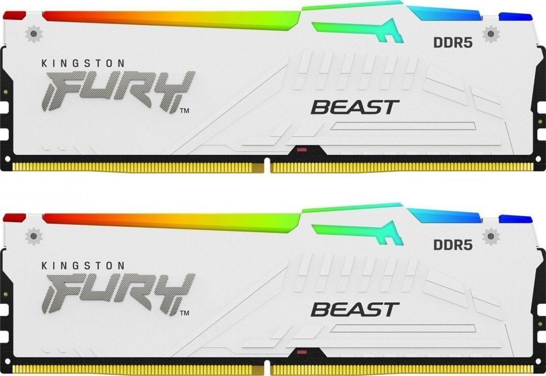 меморија  Kingston Fury Beast RGB, DDR5, 32 GB, 6000 MHz, CL30, KF560C30BWEAK2-32
