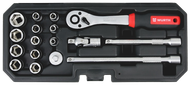 Set arpion me çelësa kokë, Würth, Redstripe, 1/4", 6 këndore, 17copë