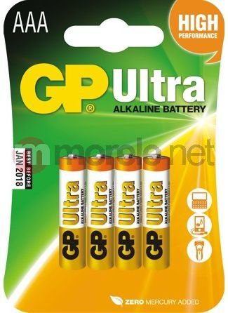 GP Ultra Alkaline Батерија, AAA, 4 Пакет