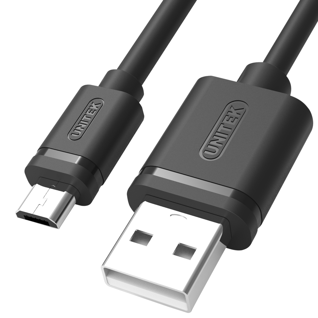 UNITEK Y-C434GBK USB 2.0 Кабел, 1.5 м, USB A до Micro-USB B, Црн