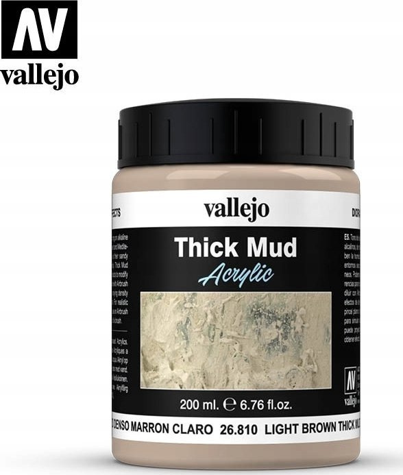 Pastë modelimi Vallejo Thick Mud Light Brown, 200 ml, kafe e çelët