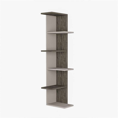 Raft këndor për libra Decortie (37 x 37 x 141 cm), kafe e errët / moka