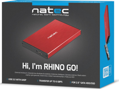 Korniza Natec RHINO GO SATA 2.5 "USB 3.0 RED (NKZ-1279), e kuqe