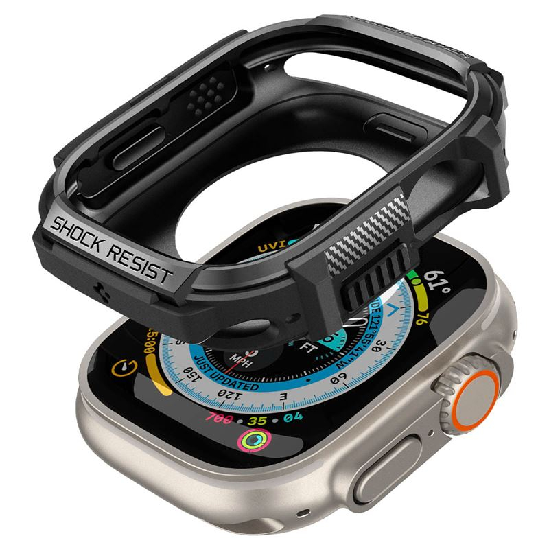 Mbështjellëse për Apple Watch Ultra 2/Ultra 49mm Spigen Rugged Armor, e zezë