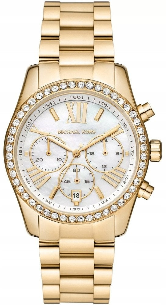 Orë dore Michael Kors Lexington Lux Chronograph, 38mm, inoks, ngjyrë ari