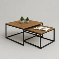 SAG Tavolina Dyshe – Drrasë Ngjyrë Lisi & Strukturë Metalike