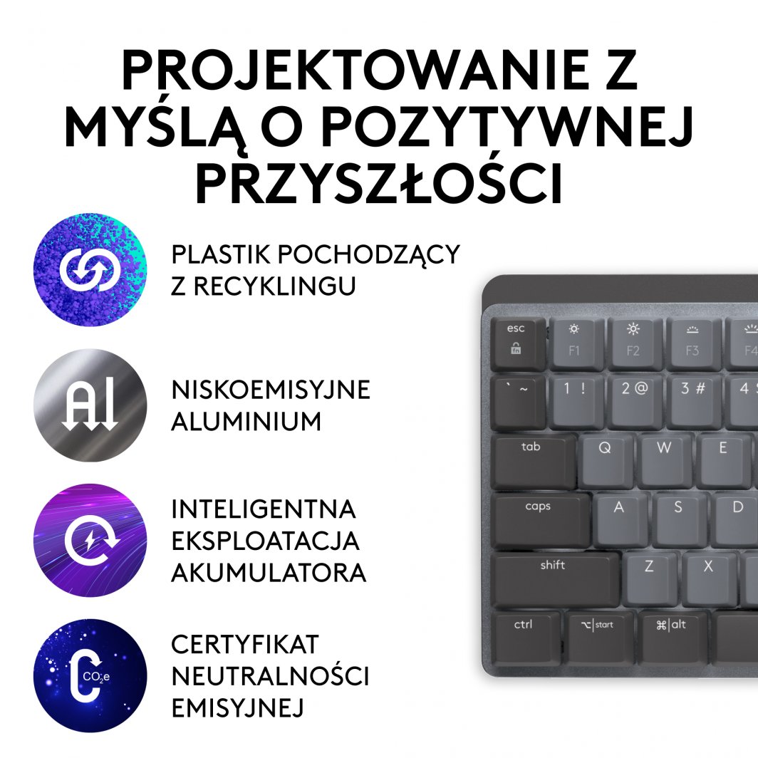 Tastierë wireless Logitech MX Mechanical Wireless, US, grafit