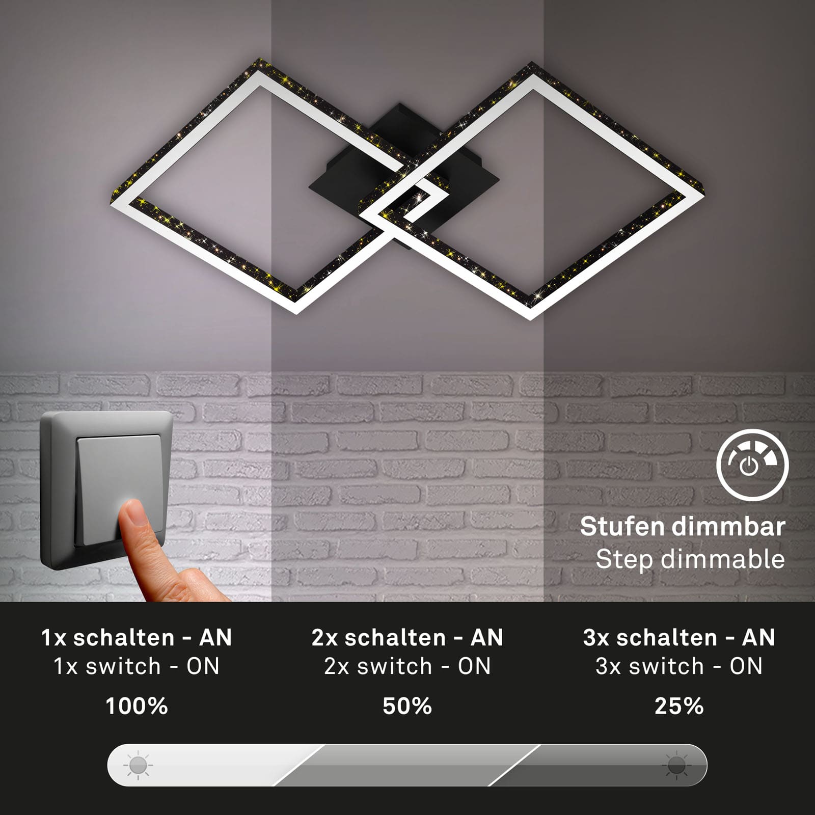 Ndriçues Briloner Led  52 cm, panel LED 20W, 2000 lm, i zi