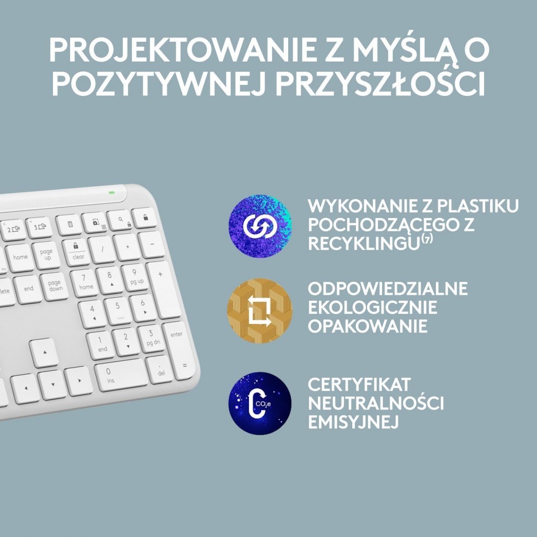 Tastierë Logitech K950, wireless, US INTL, e bardhë