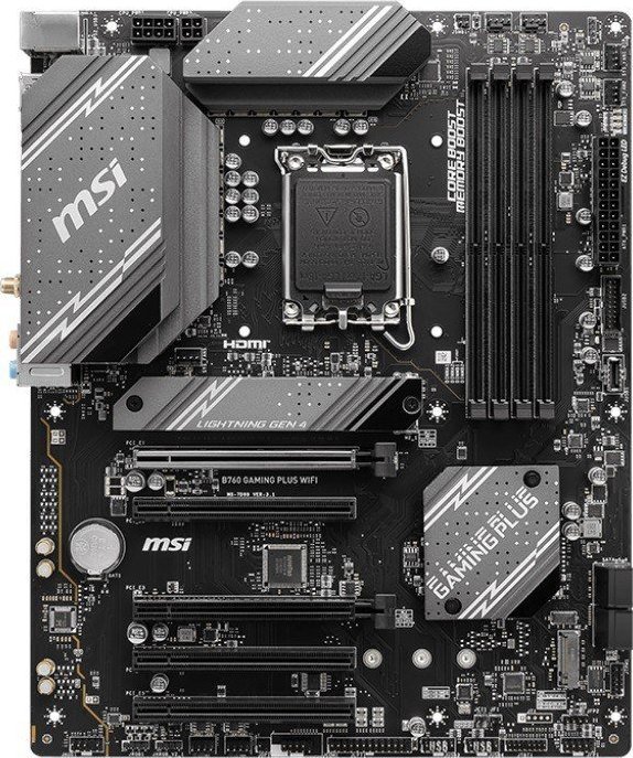 Pllakë amë MSI B760 GAMING PLUS WIFI, DDR5, 2.5 Gbps LAN, Wi-Fi 6E, e zezë