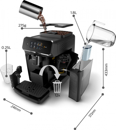 Aparat për kafe Philips LatteGo EP2230/10, i zi