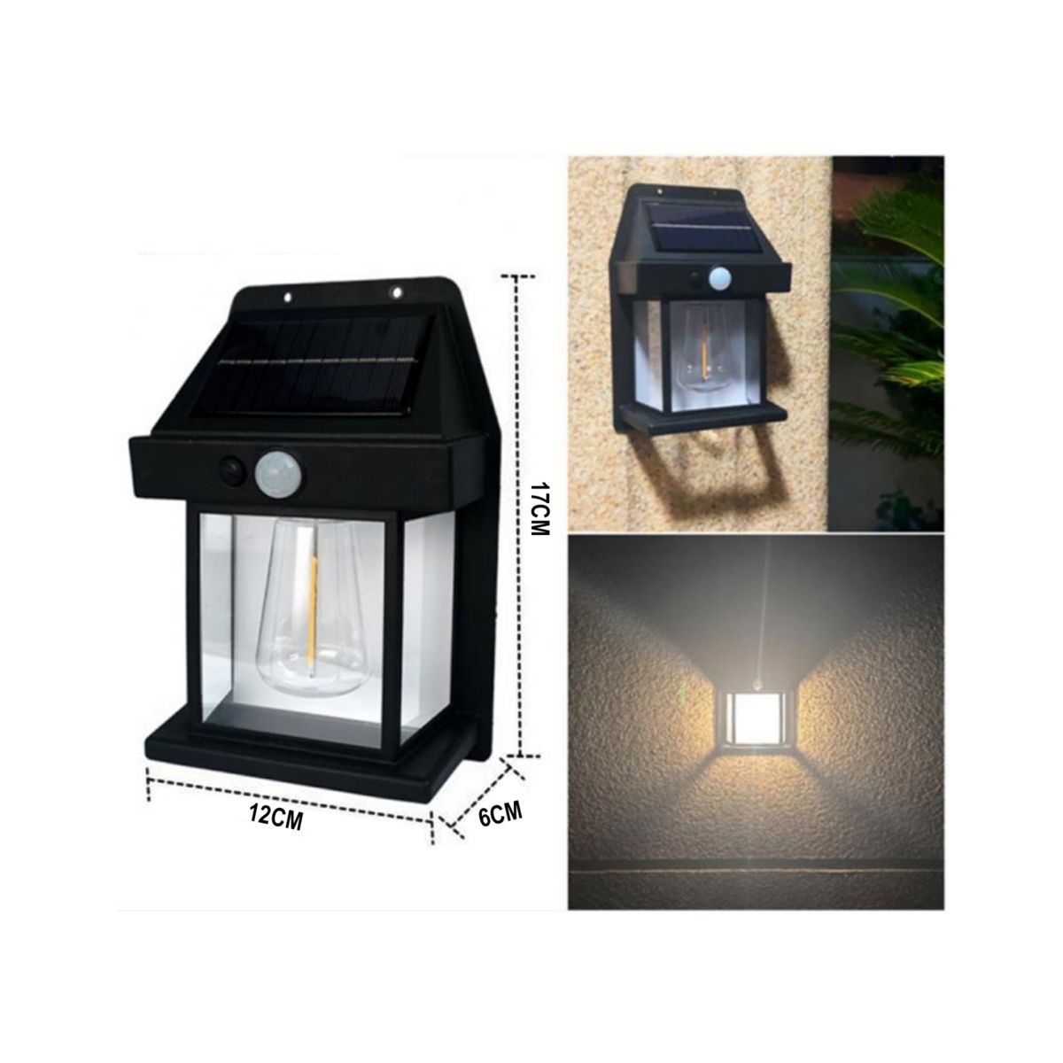 Llampë muri solare LED 6000K, e zezë