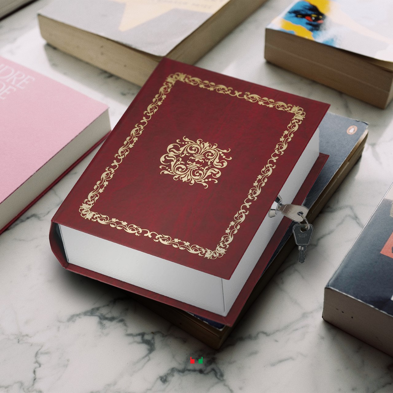 Kasafortë sigurie në formë libri STARK CL01, e kuqe e errët