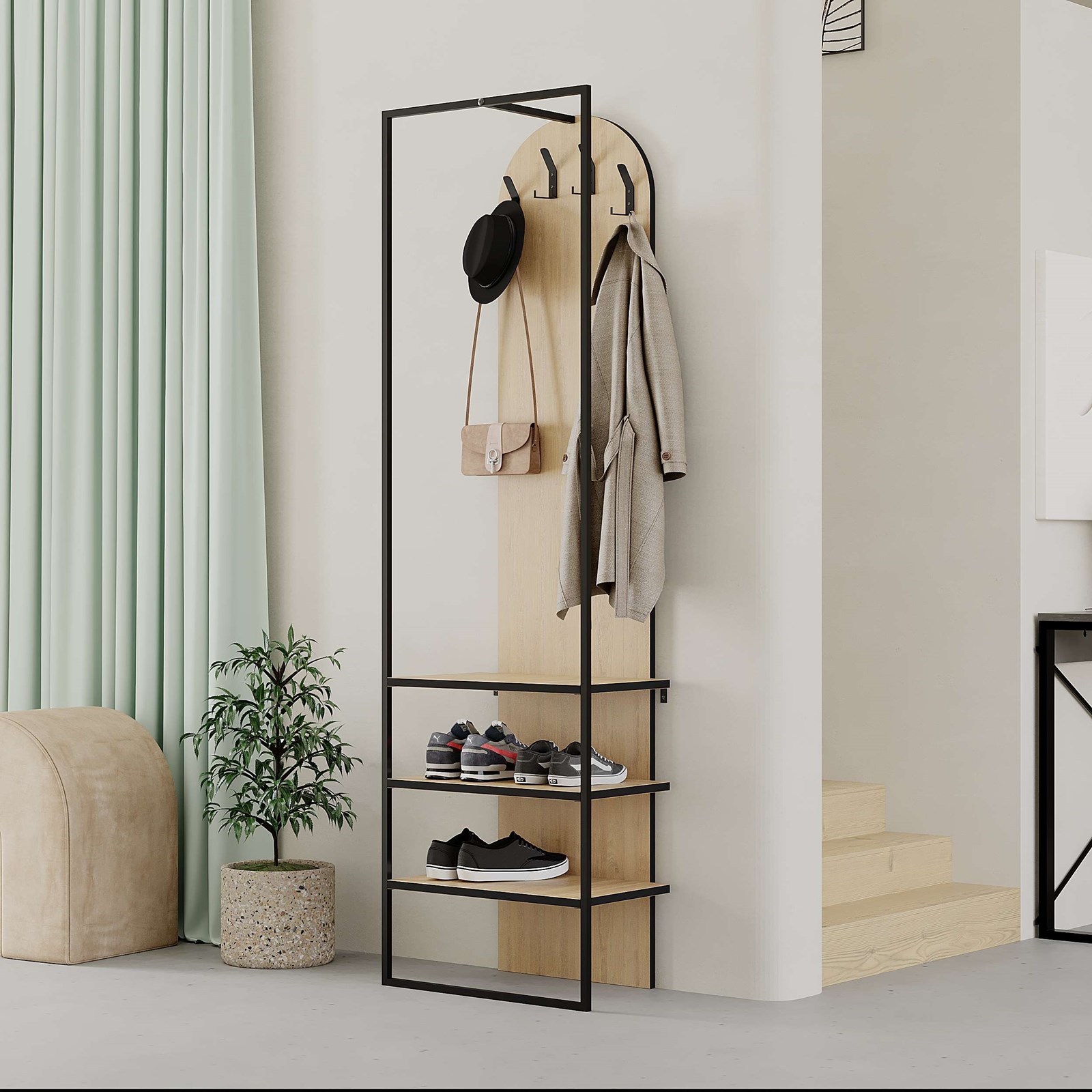 Paradhomë Decortie Archy 180x53x31.7cm, kafe e hapur/zezë
