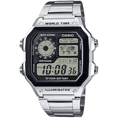 Orë dore CASIO AE1200WHD-1A, e argjendtë