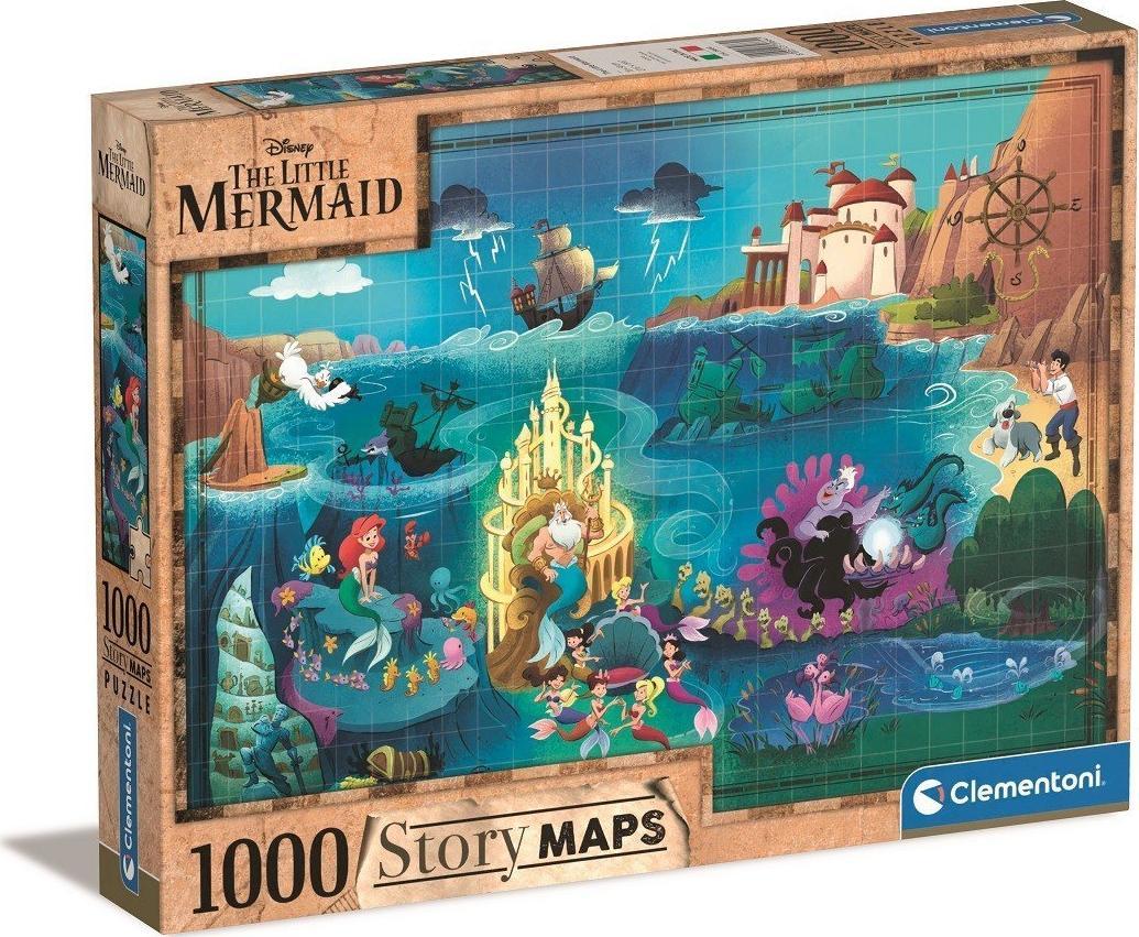 Clementoni Disney Little Mermaid Story Map Сложувалка, 1000 Парчиња Clementoni Disney Little Mermaid Story Map Сложувалка, 1000 Парчиња