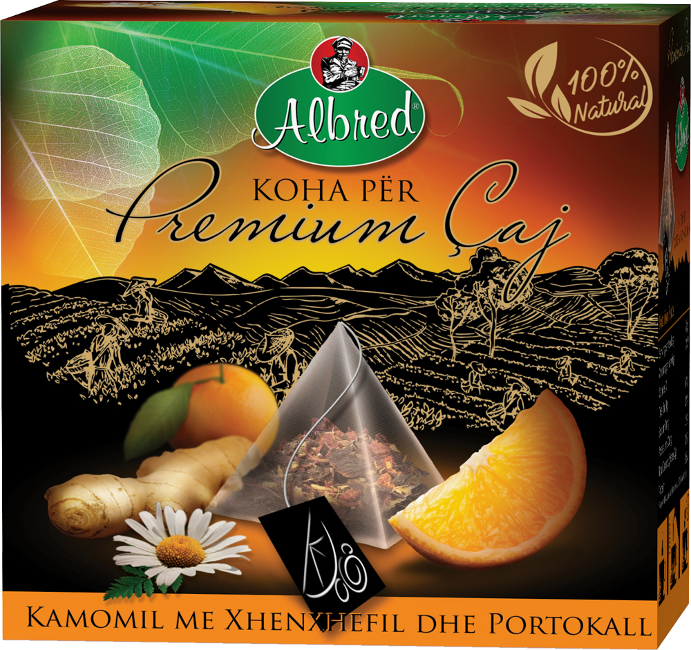 Albred PREMIUM Çaj, kamomil me xhenxhefil dhe portokall, 20 filterë