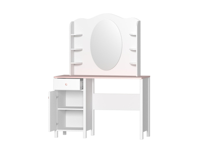 Tavolinë pune LUNA LN-03  dhe 1 sirtar + Shtesë LUNA LN-06, bardhë, rozë