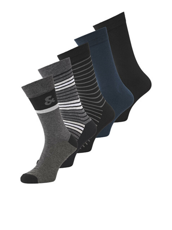 Set çorape Jack&Jones JACBLACKTONES, kaltër/hirtë/zezë, 5 palë