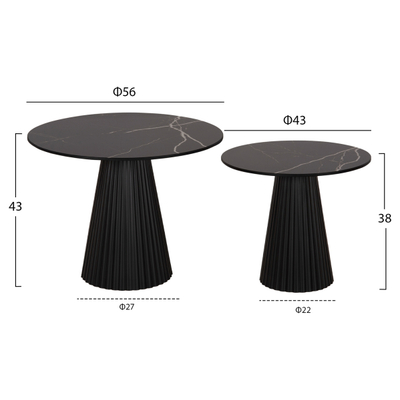 Set Dien 2 tavolina kafe Φ56&Φ43cm (HM9926), zezë