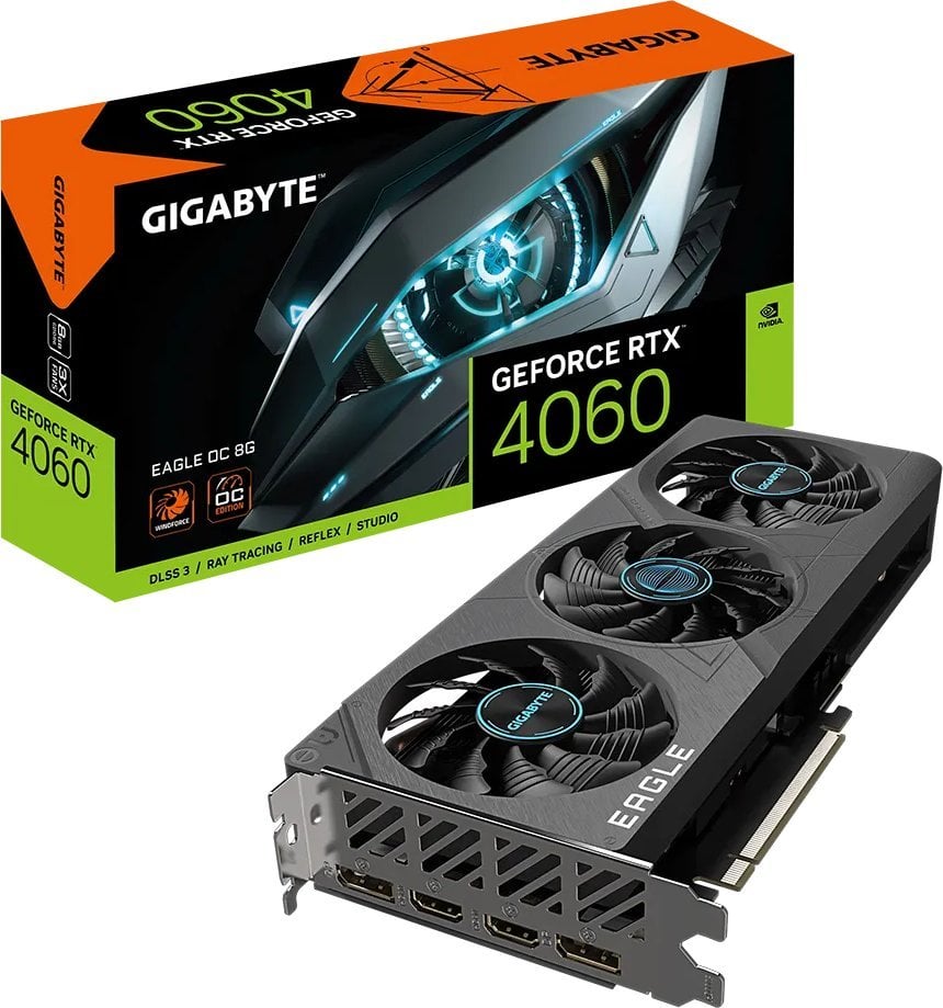 Kartelë grafike Gigabyte GeForce RTX 4060 Eagle OC, 8GB GDDR6 (GV-N4060EAGLE OC-8GD)