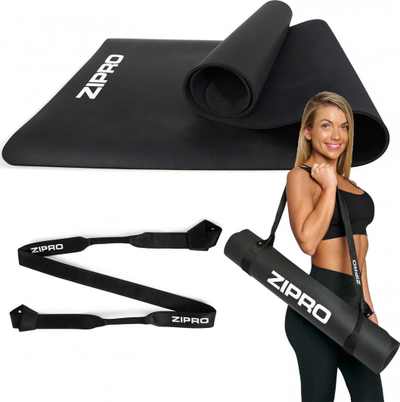 Shtresë për yoga Zipro, 183 x 61 cm, e zezë