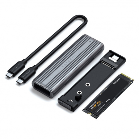 Kuti për disk Satechi USB-C NVMe & SATA SSD, e hirtë