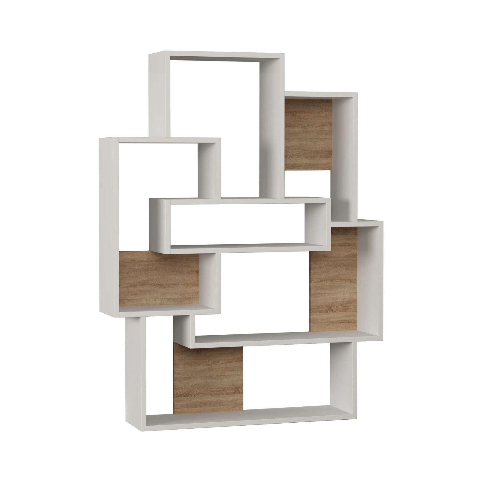 Raft për libra Decortie Barce (101 x 22 x 132 cm),  bardhë / kafe e hapur