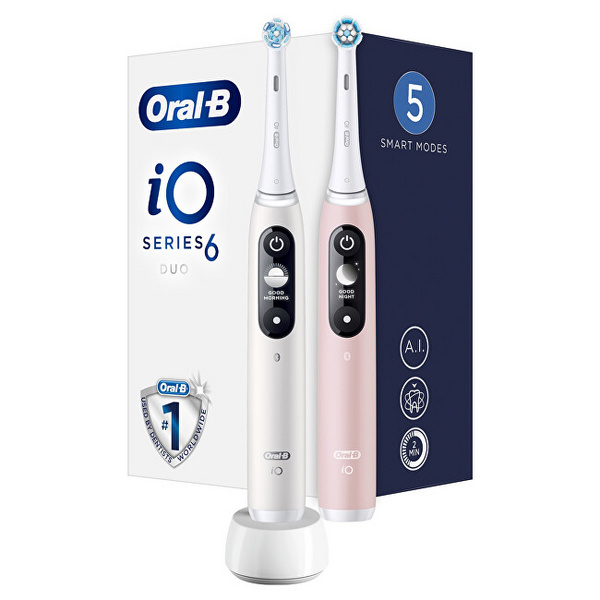 Furçë dhëmbësh elektrike Oral B iO6 Series Duo Pack, e bardhë/rozë
